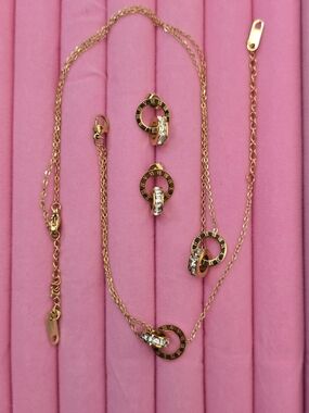 Gold-Tone 3 Pcs Necklace, Bracelet and Earring Set